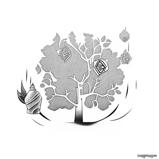 A Hip Hop Inspired Tattoo Featuring A Money Tree In A Forest