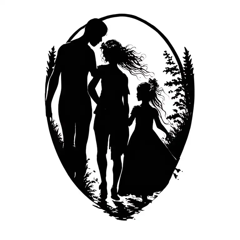 Father Daughters Walking Hand