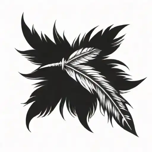 Native Feather With Bolt As Stem