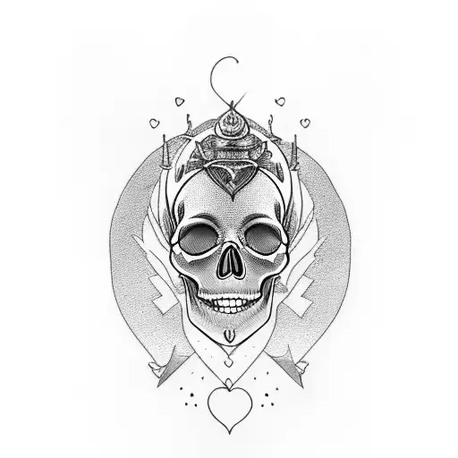 Skull Lady And Heart