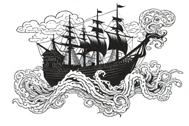 Kraken And Pirate Boat