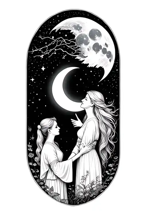 Sagittarius Giving Light To Her Daughter With Moon