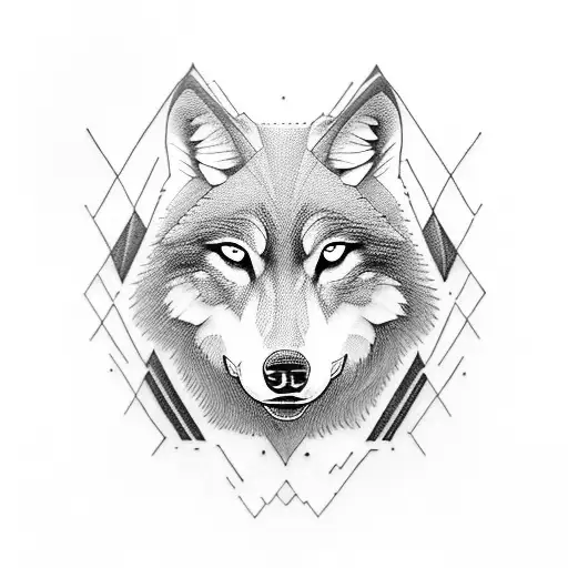 Combine The Elegance Of A Wolf And The Beauty Of Women In A Blackwork