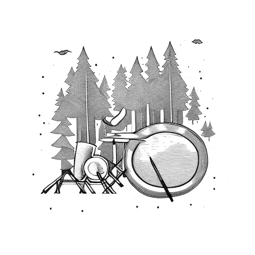 A Drum Set Nestled In A Forest Clearing