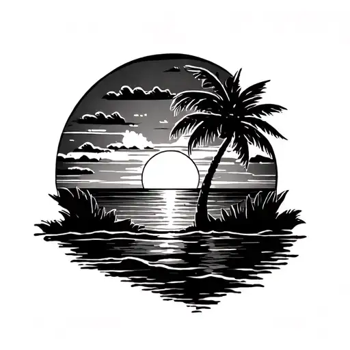 Sunset And Palm Tree