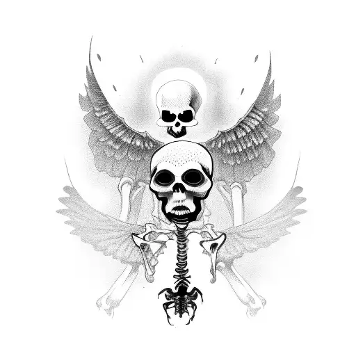 Grim Reaper With Skeleton Wings