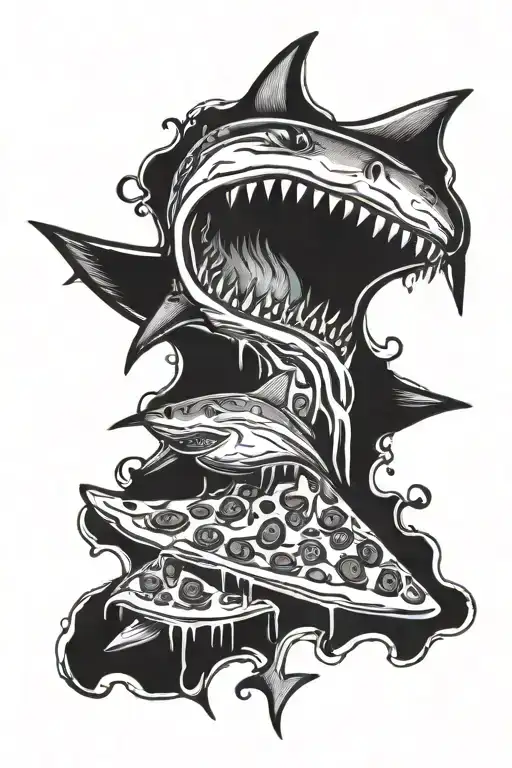 Shark Wrapping Shoulder Blade Eating A Pizza Slice