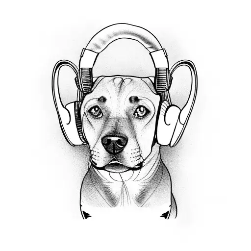 A Labrador-pinscher Mix Dog Wearing Headphones