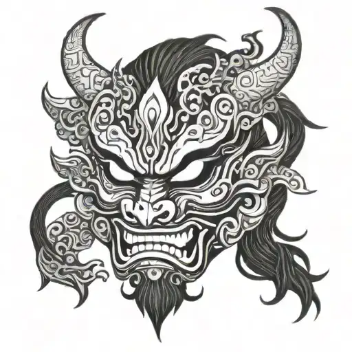 Mongolian Cham Demon Mask Adorned