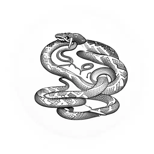 A Knife Pointing Upwards With A Snake Around It