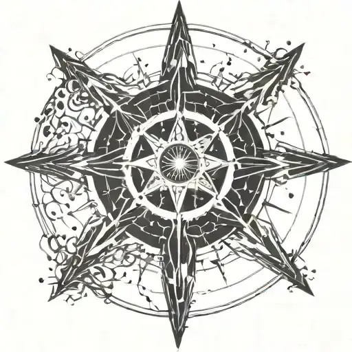 A Constellation Of Stars Forming The Shape Of A Compass Rose With Intricate Linework Details