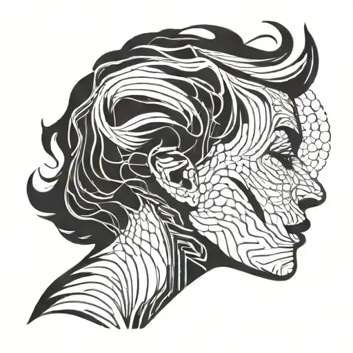 A Minimalist Design Of A Self-portrait Silhouette With Flowing Lines And Negative Space Details