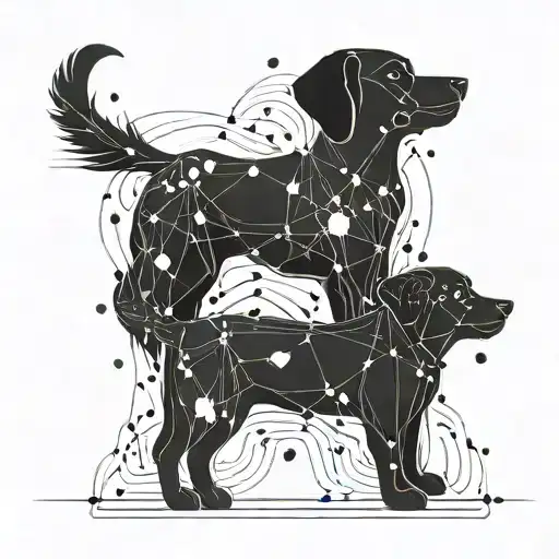 A Zodiac Constellation Made Up Of Interconnected Dog Silhouettes