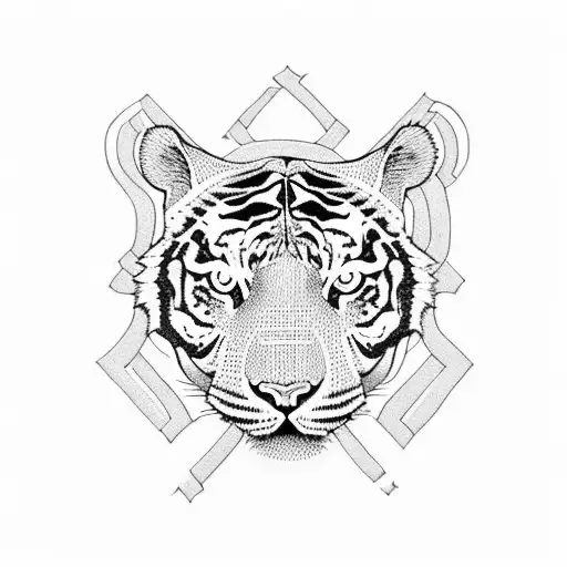 A Tiger Adorned With Intricate Celtic Knot Patterns