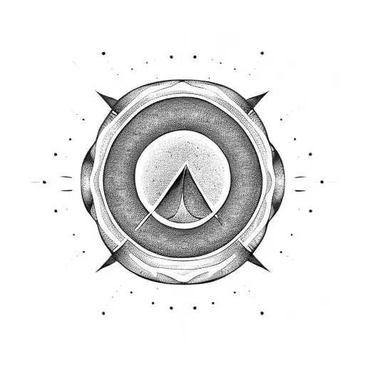 Black Ornament With A Crescent Moon And Haze