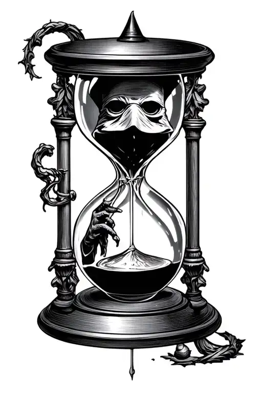 Bubonic Plague Doctor Coming Out Of An Hourglass Like A Genius On The Lamp
