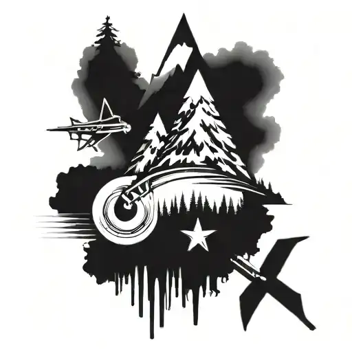 A Combination Of Siberian Landscapes And Military Symbols Forming A Musical Staff