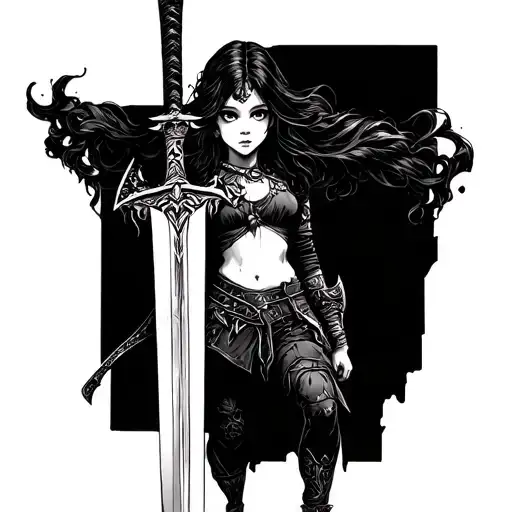 Girl Holding Sword