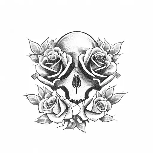 Roses Whts Skull