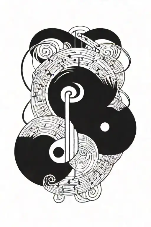 Spiral Tattoo With Music Intertwined