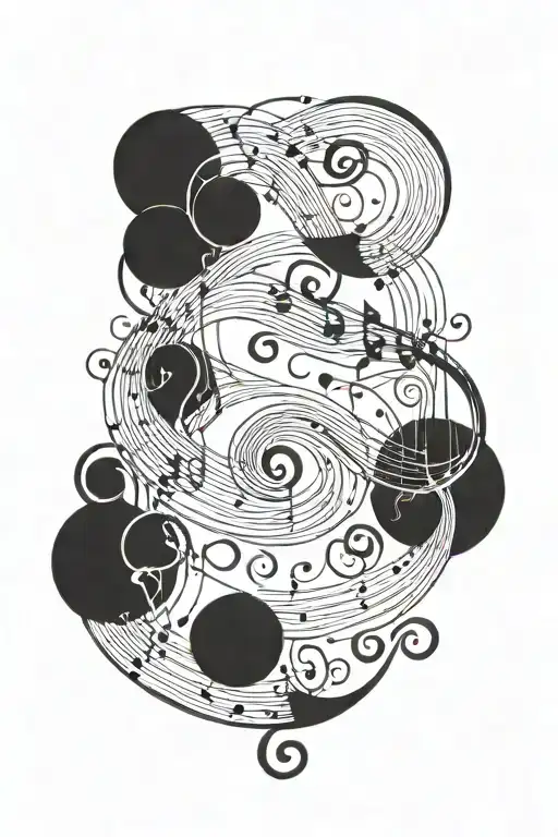Spiral Wavey Geometric With Music Notes Intertwined