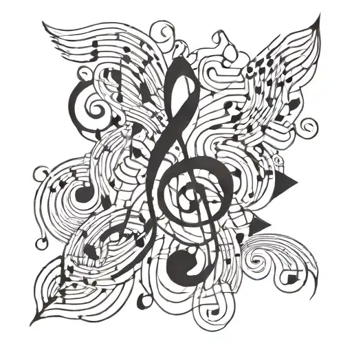 Geometric Shape With Music Notes