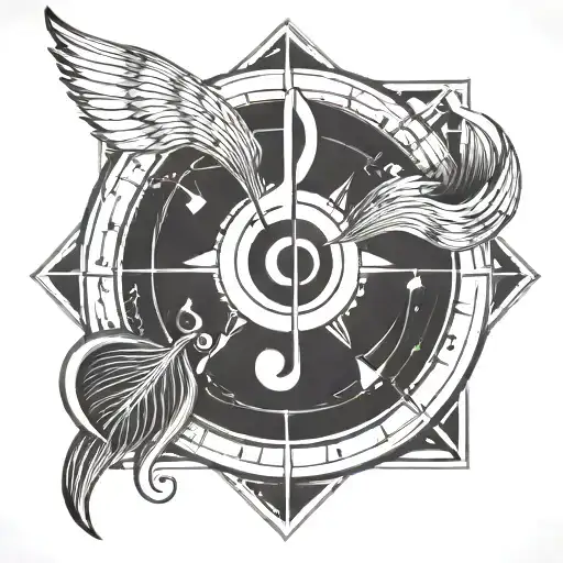 Geometric Shape With Music Notes