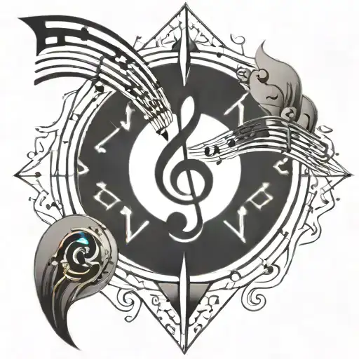 Geometric Shape With Music Notes