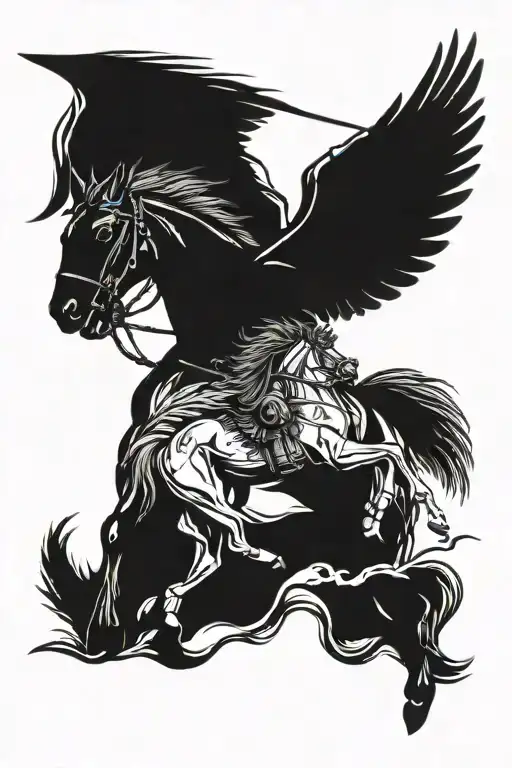 Apache Helicopter And Pegasus Horse With Wings