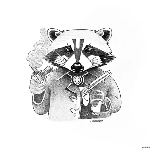 Raccoon Pirate Smoking A Piperaccoon Pirate Smoking A Pipe
