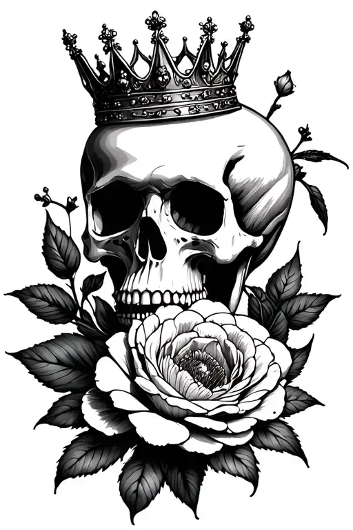 A Flower With Skull Wearing A Crown