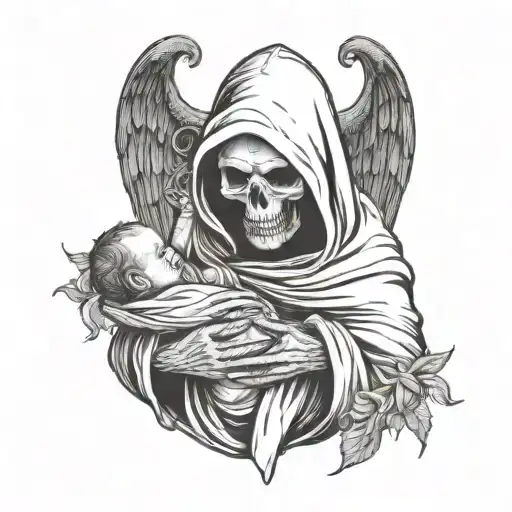 Grim Reaper Holding Newborn Baby
