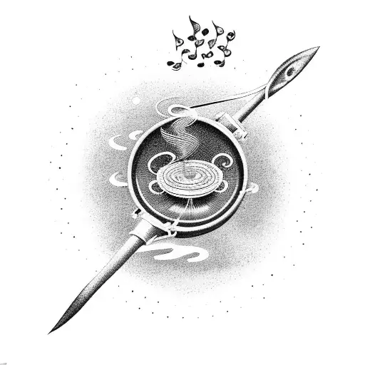 A Fish Jumping Out Of A Frying Pan With Musical Waves Emanating From It