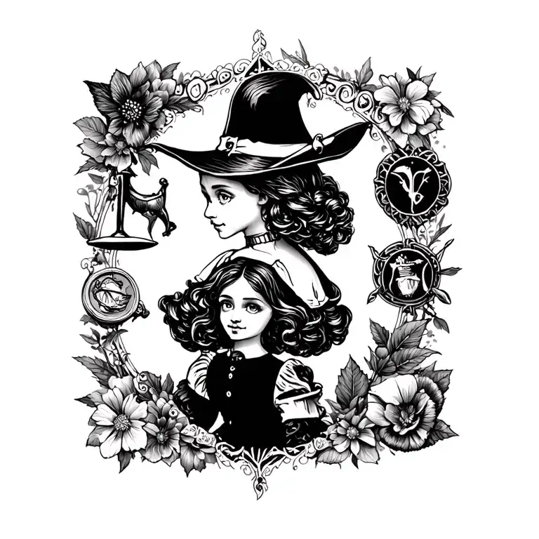 Alice In Wonderland Tattoo Featuring Iconic Symbols