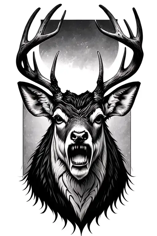 Portrait Of An Angry Scarred Deer