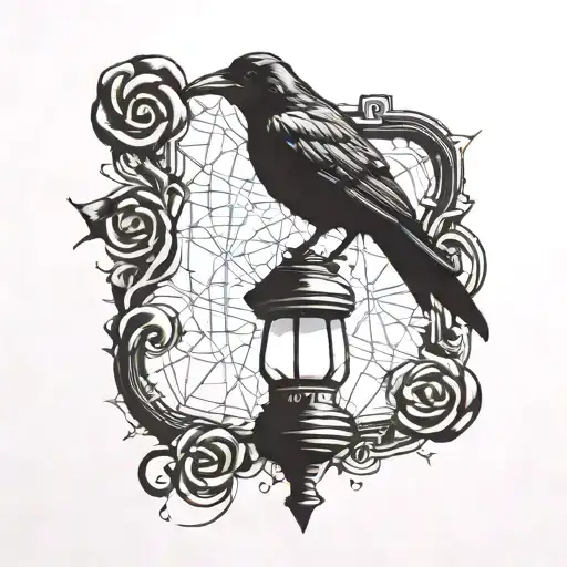 Crow With A Lamp Made
