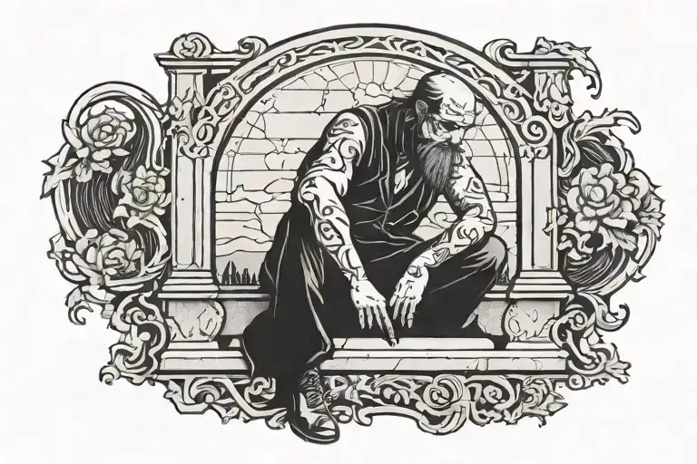 Tombstone Brother Sitting