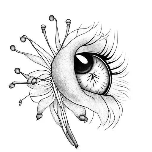 Eyes Hand And Spider Lily On Arm