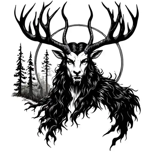 Cernunnos In A Forest Circle