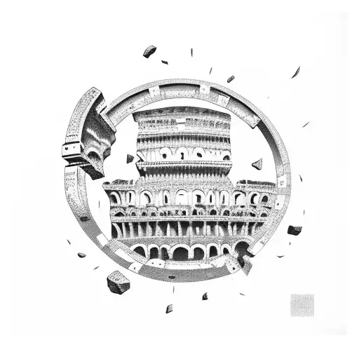 A Roman Colosseum Surrounded By Gladiators In Battle