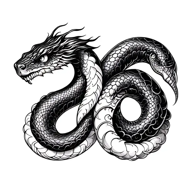 Intricate Image Of A Black Serpent