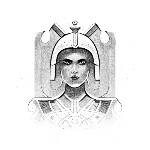 A Woman Warrior Wearing A Traditional Greek Helmet