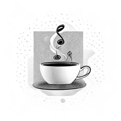 A Steaming Cup Of Coffee Surrounded By Musical Notes