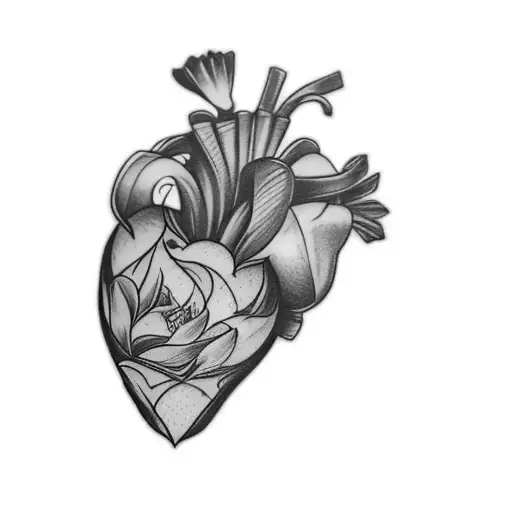 I Want Some Flowers Around The Heart And A Black And White Background