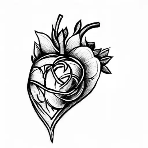 I Want Some Flowers Around The Heart And A Black And White Background