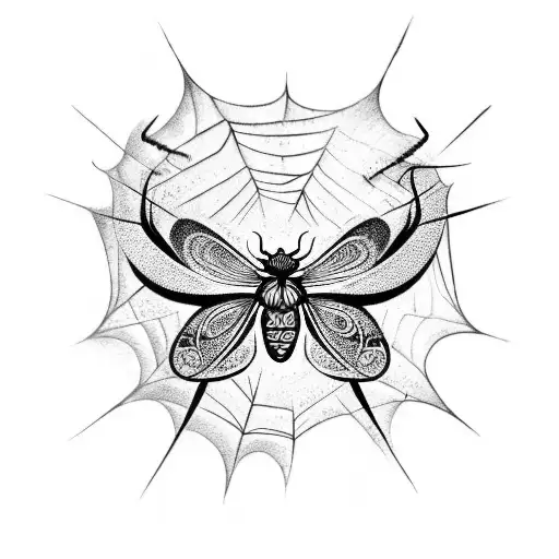 Tribal Butterfly With Spider Web Inside Its Wings Ignorant Style