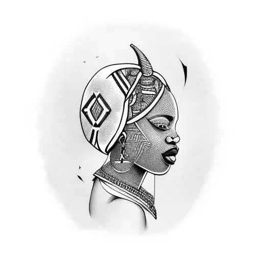 African Woman With Buffalo Horn