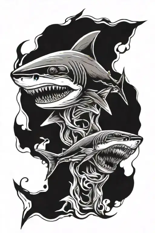 Shark Eating Knee Cap Surrounded