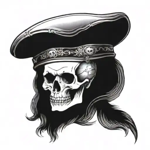 Skull In A Russian Marine's Beret