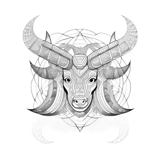 Mandala Geometric Capricorn Head